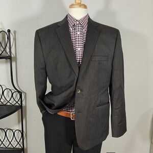 Joseph Abboud Men's Sport Coat Blazer‎ Two Button Brown Striped Wool About 44L